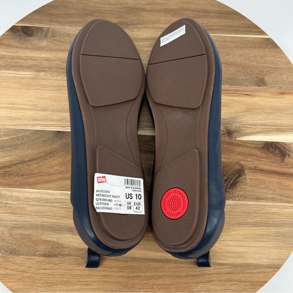 NEW FitFlop Allegro Midnight Navy Leather Ballerina Flats Size 10 - Picture 8 of 12